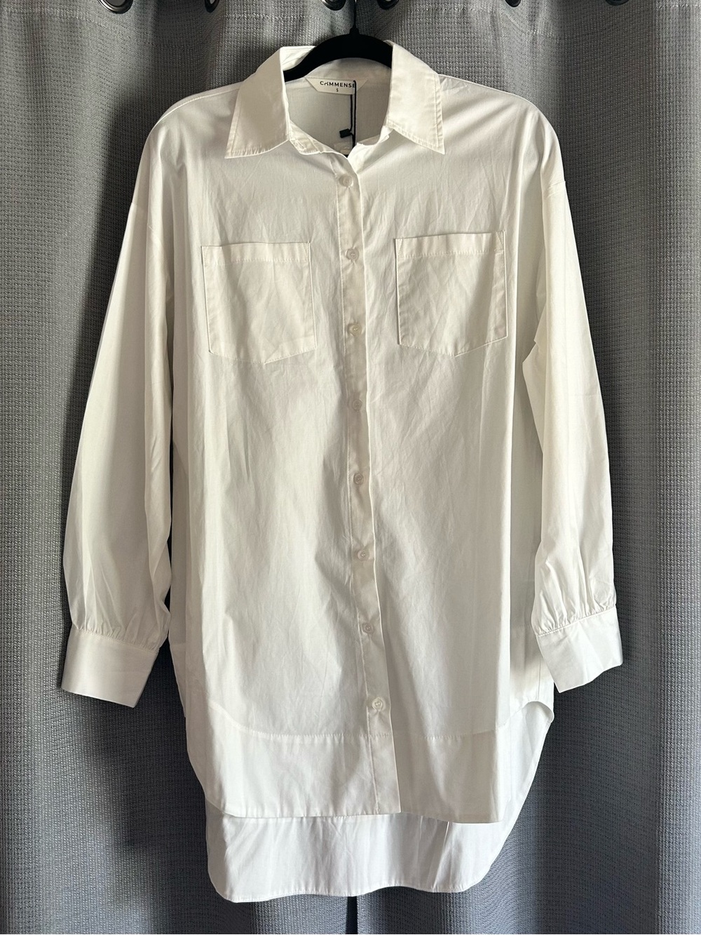 Commense White Oversized Women’s Poplin Shirt